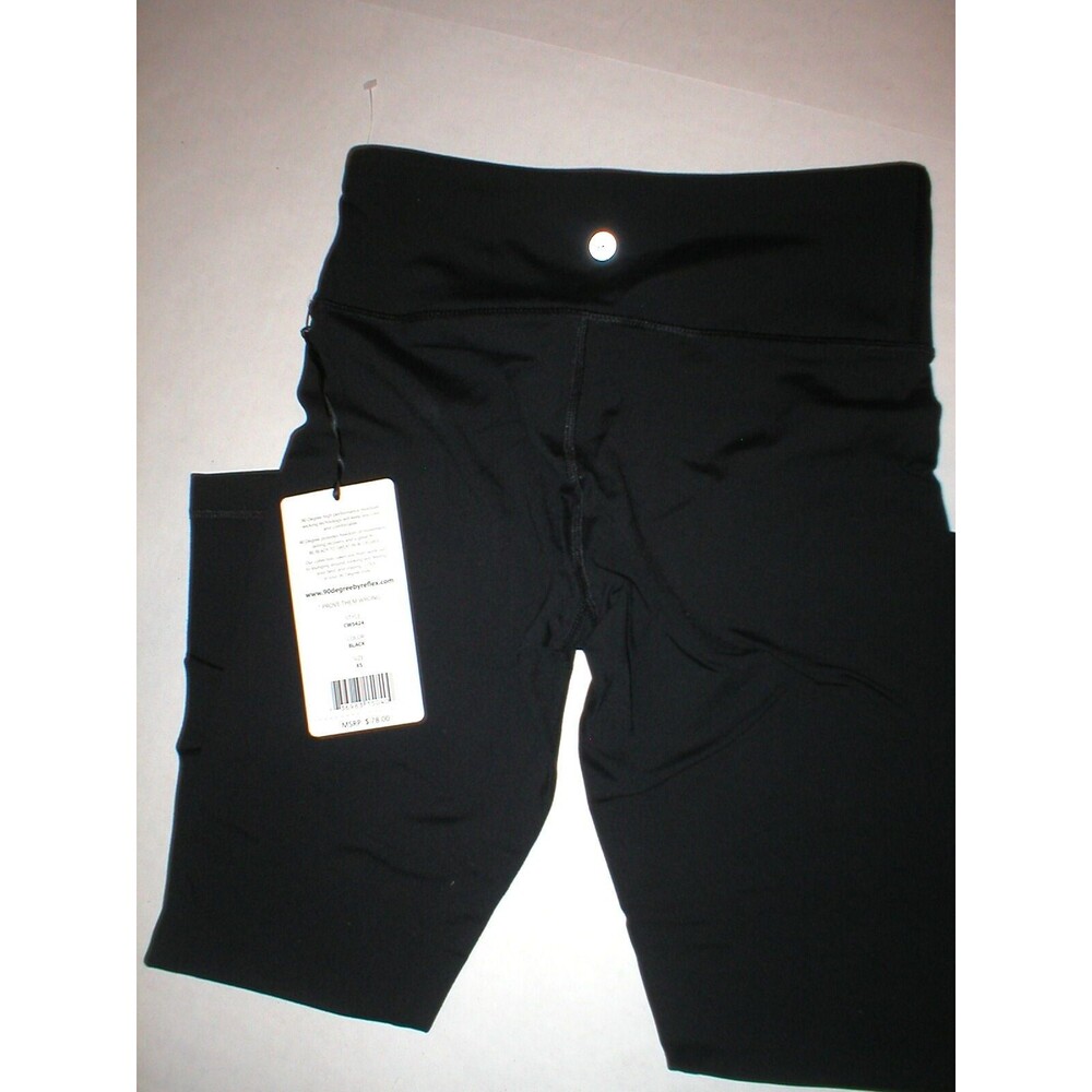 New $78 Womens XS New 90 Degree Reflex Leggings Pants Yoga Black Crop Capris